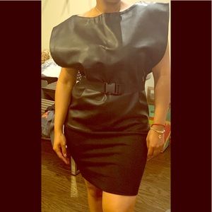 ASOS futuristic faux leather stretch bottom dress